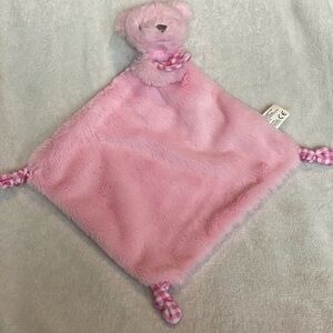 2017 Kellytoy Pink Bear LoveySecurity Blanket Rattle Gingham Knots Corners 10”
